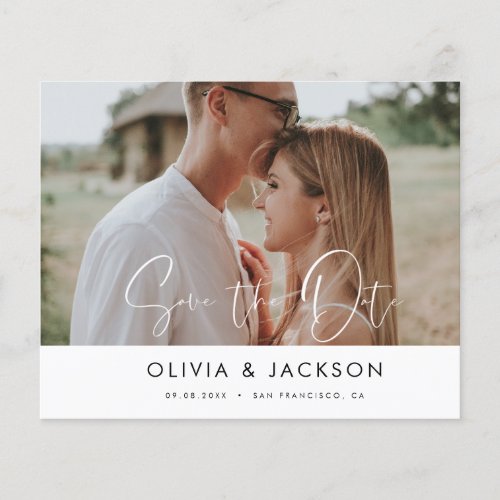 Budget Hand Lettered White Save the Date Photo