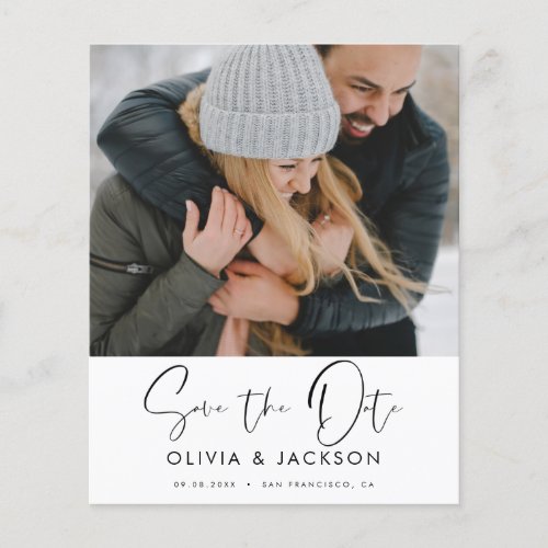 Budget Hand Lettered White Save the Date Photo