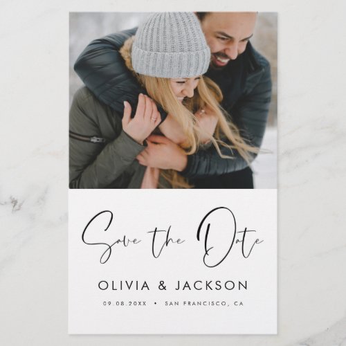 Budget Hand Lettered White Save the Date Photo