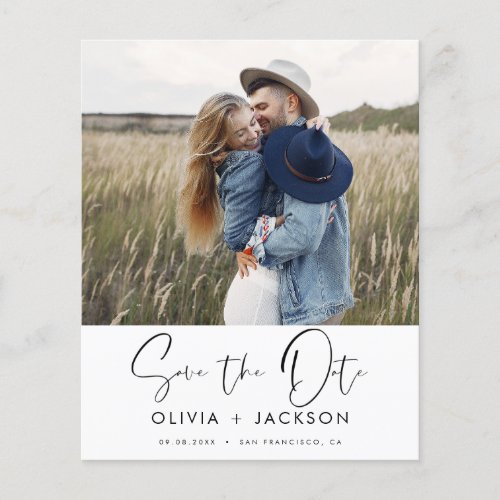 Budget Hand Lettered White Save the Date Photo