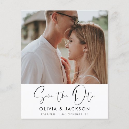 Budget Hand Lettered White Save the Date Photo Flyer