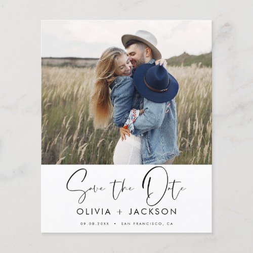 Budget Hand Lettered White Save the Date Photo Flyer