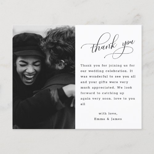 Budget Hand Lettering Photo Wedding Thank You Card