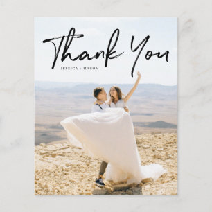 Budget Hand Lettering Photo Wedding Thank You Card Flyer