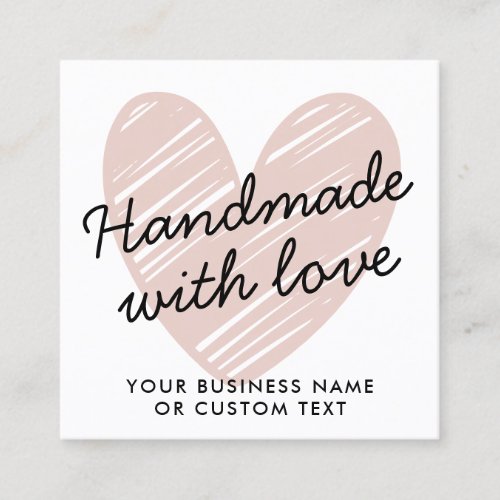 Budget Handmade with Love Heart Thank Jewelry Care Square Business Card
