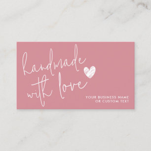Budget Handmade with Love Pink Heart Candle Care Business Card