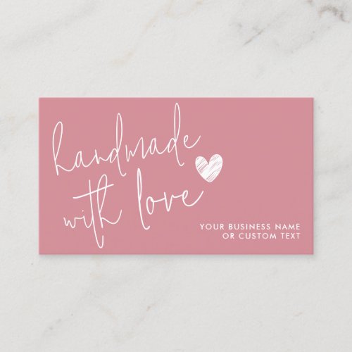 Budget Handmade with Love Pink Heart Candle Care Business Card
