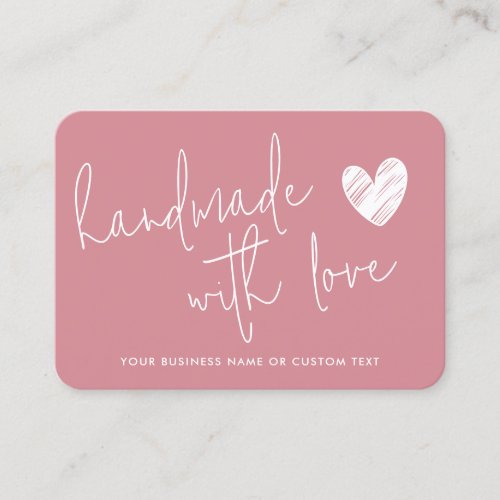 Budget Handmade with Love Pink Thanks Candle Care Business Card