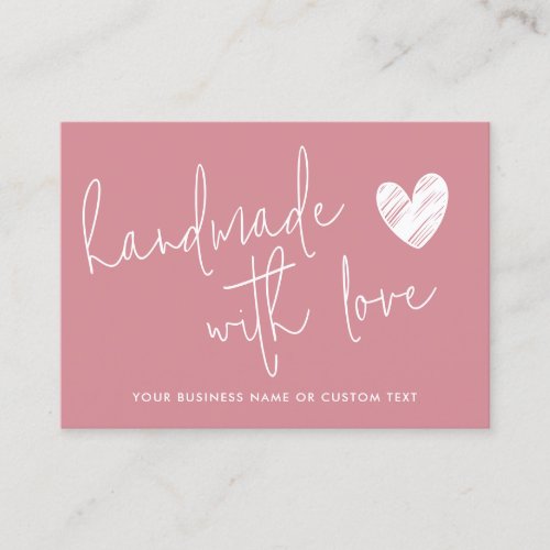Budget Handmade with Love Pink Thanks Jewelry Care Business Card