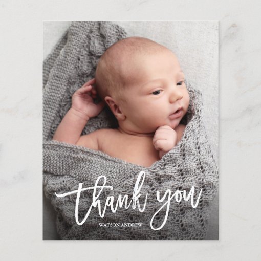 Budget Handwritten Photo Baby Thank You Card | Zazzle