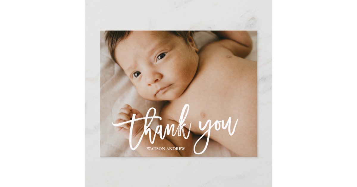 Budget Handwritten Photo Baby Thank You Card | Zazzle.com