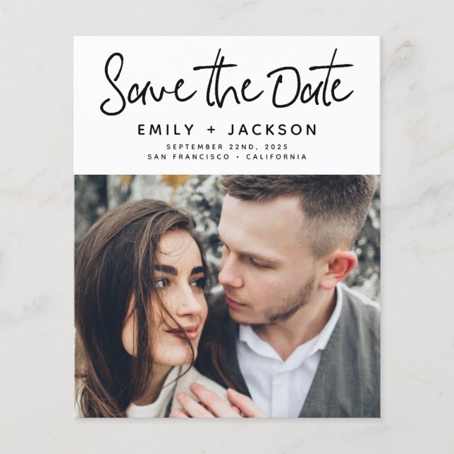 Budget Handwritten Save the Date Photo Invitation Flyer (Front)