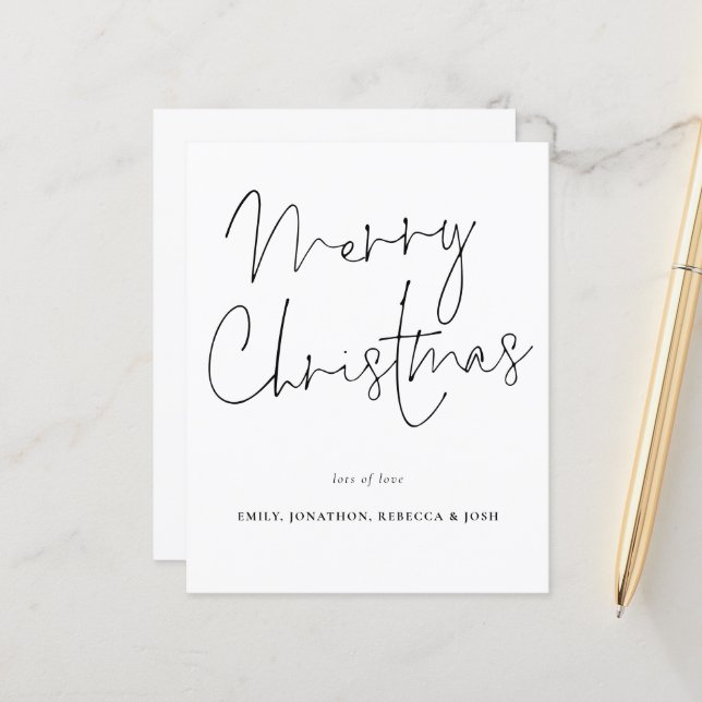 Budget Handwritten Style Merry Christmas Card (Front/Back In Situ)