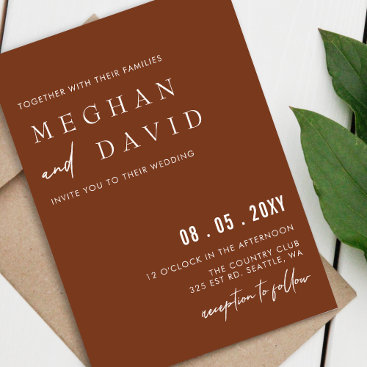 Budget Handwritten Terracotta Wedding Invitation