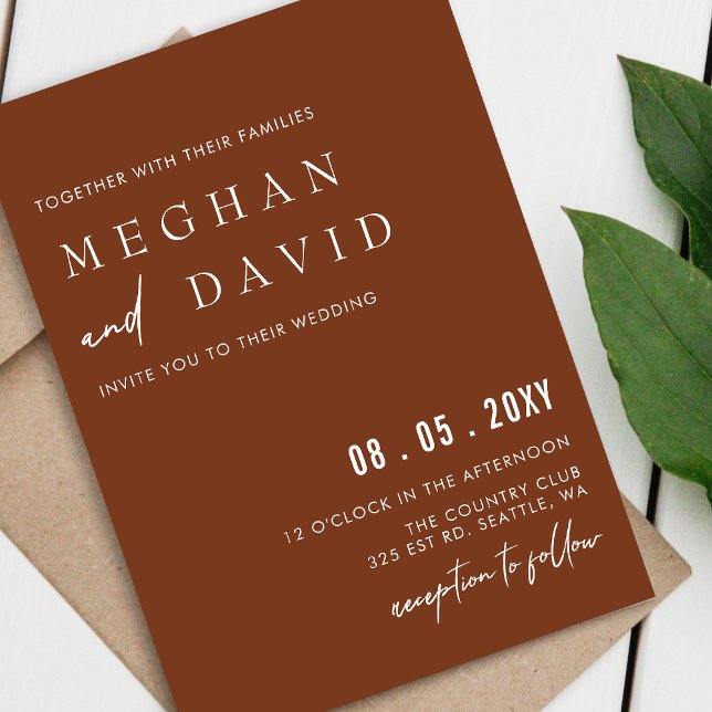Budget Handwritten Terracotta Wedding Invitation (Creator Uploaded)