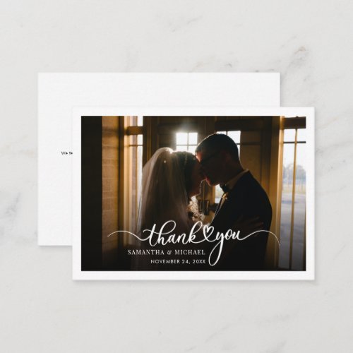 Budget Handwritten Wedding Photo Thank You Card