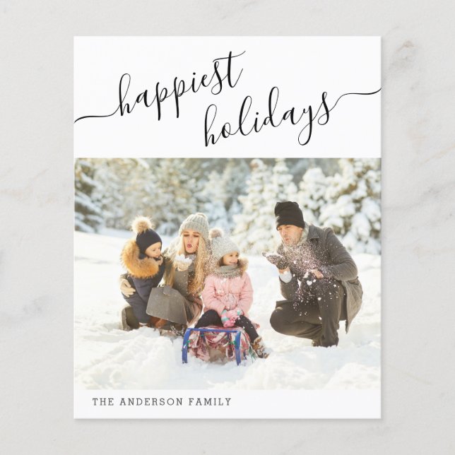 Budget Happiest Holiday Modern Minimal 2025 Photo (Front)