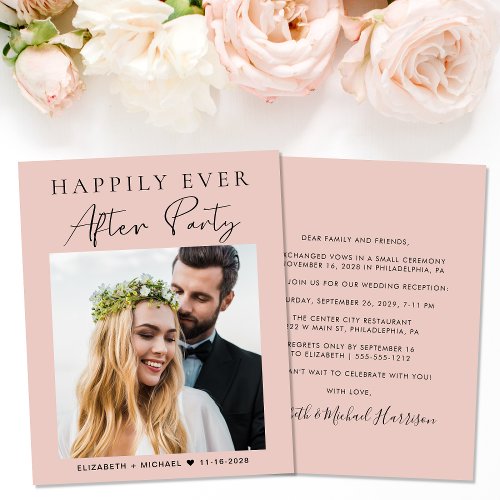 Budget Happily Ever After Party Blush Photo Invite