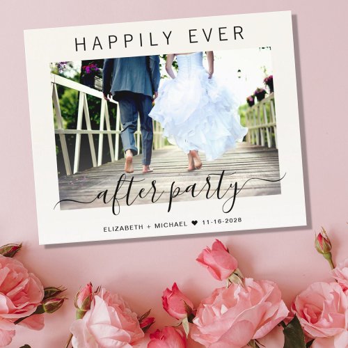 Budget Happily Ever After Party Photo Cream Invite