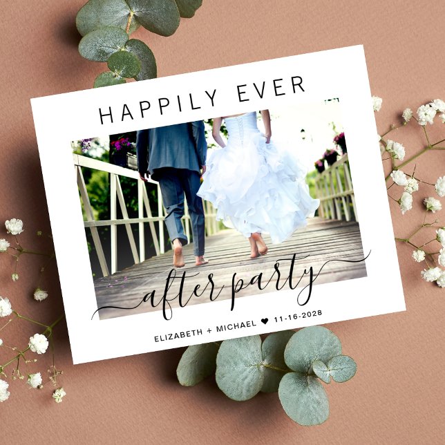 Budget Happily Ever After Party Photo Wedding (An affordable wedding reception invitation without compromising on quality or design)