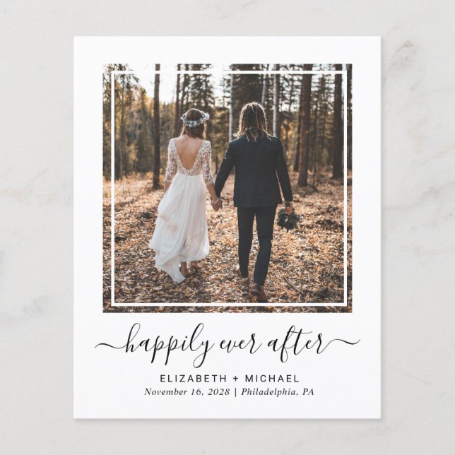 Budget Happily Ever After Photo Wedding Reception Flyer (Front)