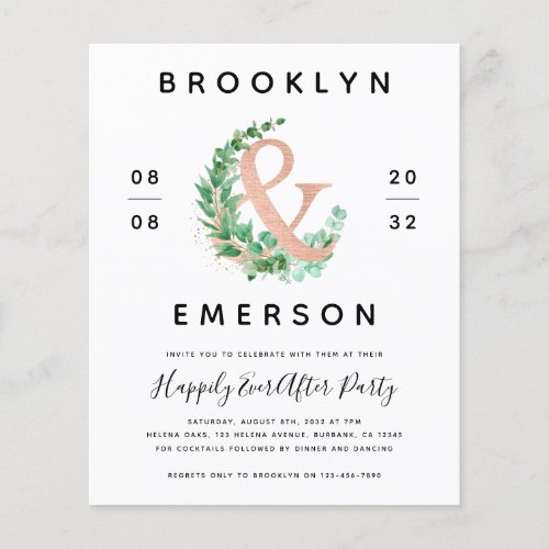 Budget Happily Ever After Wedding Reception Invite