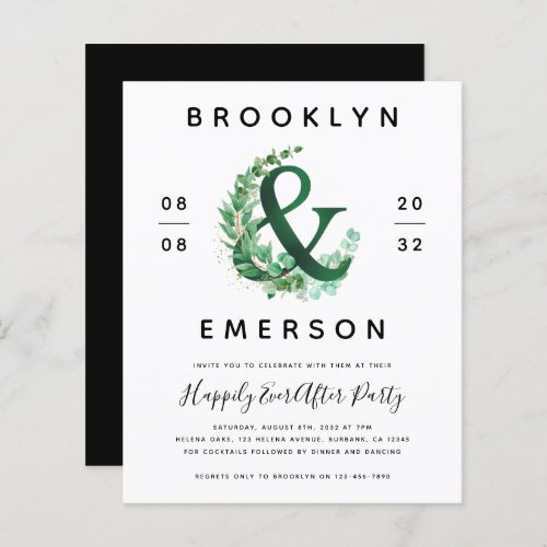 Budget Happily Ever After Wedding Reception Invite