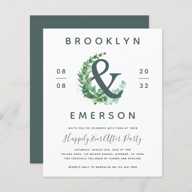 Budget Happily Ever After Wedding Reception Invite (Front/Back)