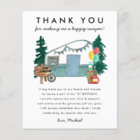 Budget Happy Camper Camping Thank You Birthday