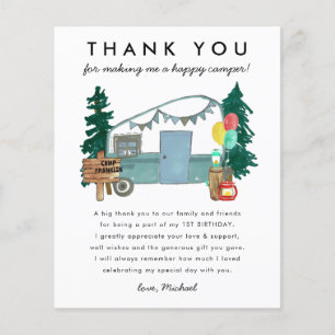 Budget Happy Camper Camping Thank You Birthday