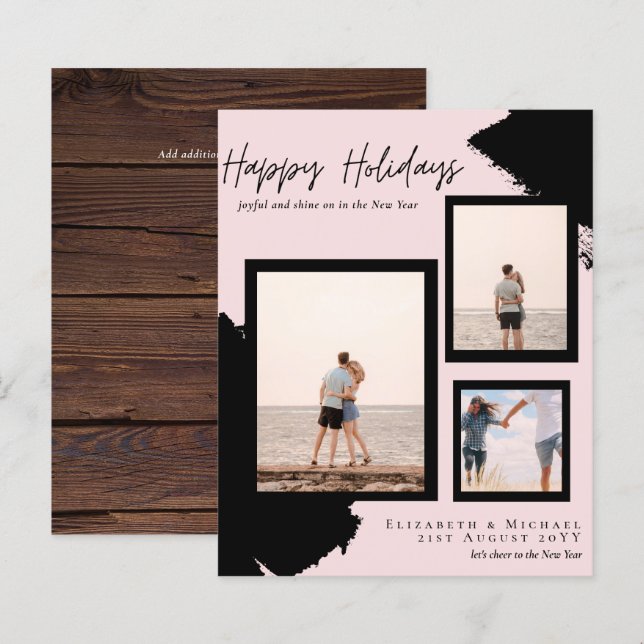 Budget Happy Holidays Photo Cards Abstract Modern (Front/Back)