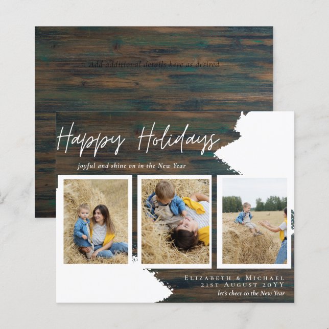 Budget Happy Holidays Photo Cards Abstract Modern (Front/Back)