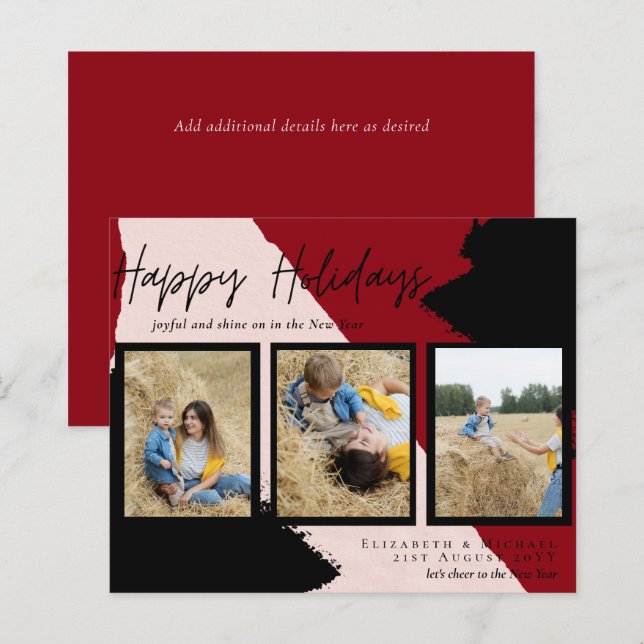 Budget Happy Holidays Photo Cards Abstract Modern (Front/Back)