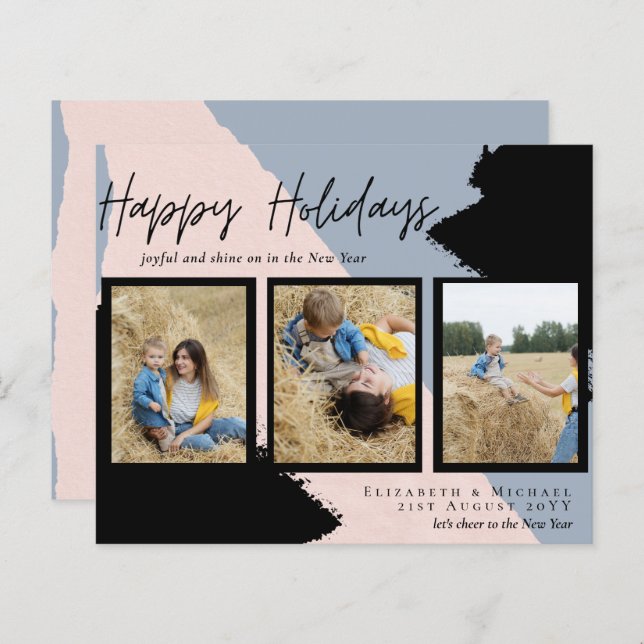Budget Happy Holidays Photo Cards Abstract Modern (Front/Back)