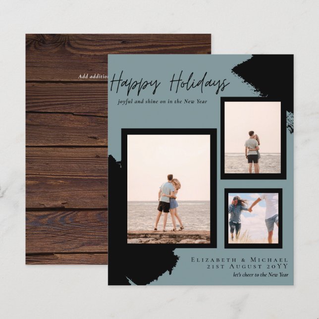 Budget Happy Holidays Photo Cards Abstract Modern (Front/Back)