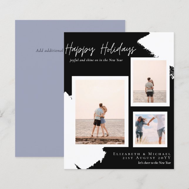 Budget Happy Holidays Photo Cards Abstract Modern (Front/Back)