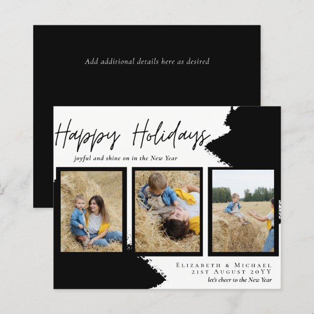 Budget Happy Holidays Photo Cards Abstract Modern (Front/Back)