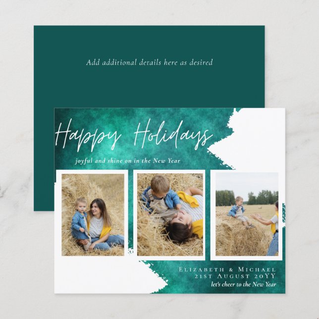 Budget Happy Holidays Photo Cards Abstract Modern (Front/Back)