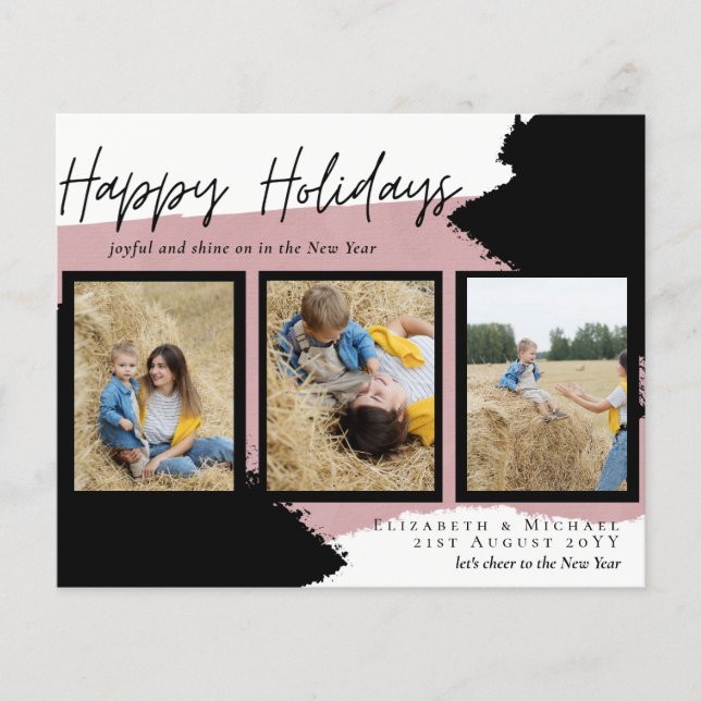 Budget Happy Holidays Photo Cards Abstract Modern Flyer (Front)
