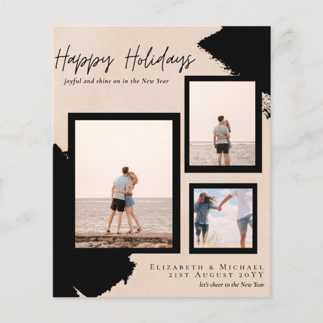 Budget Happy Holidays Photo Cards Abstract Modern Flyer (Front)