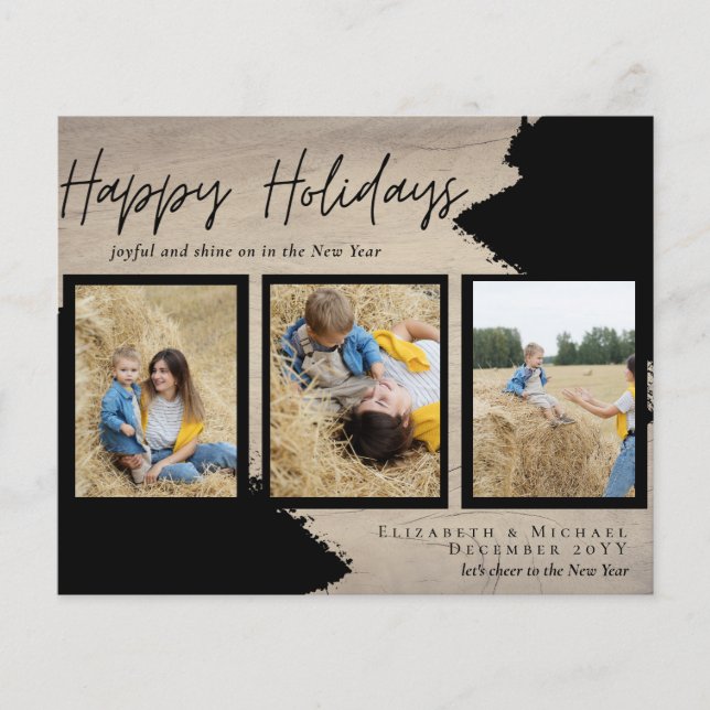 Budget Happy Holidays Photo Cards Abstract Modern Flyer (Front)