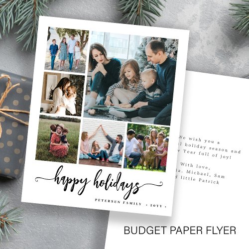 Budget happy holidays photo collage greeting Card Flyer