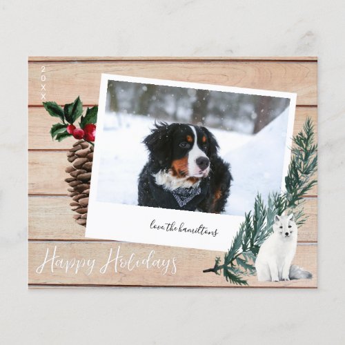 Budget Happy Holidays Wood Dog  Instant Photo Flyer