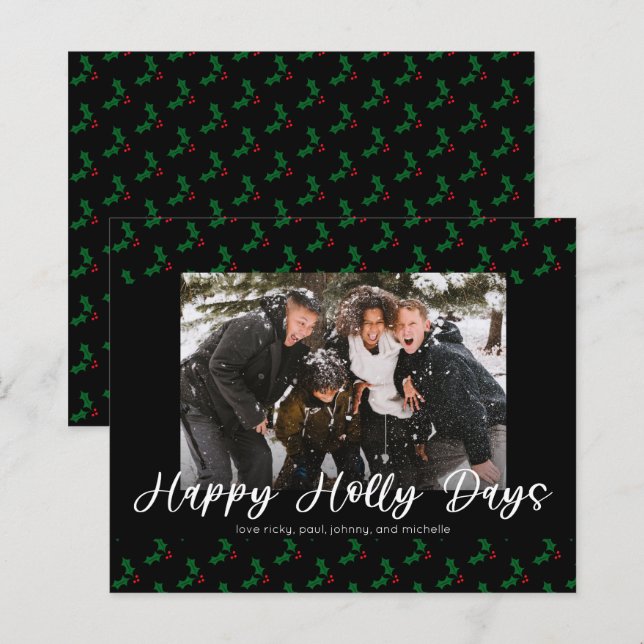 Budget Happy Holly Days Funny Christmas Photo (Front/Back)