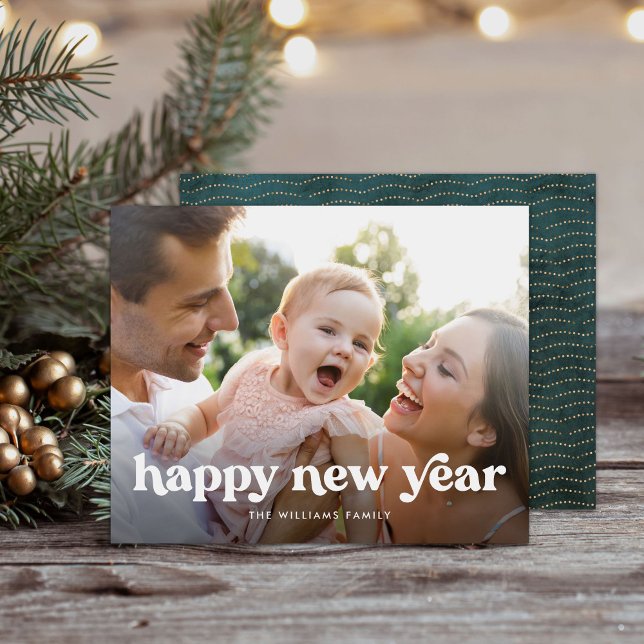 Budget Happy New Year Simple 1 Photo Card Flyer (Creator Uploaded)