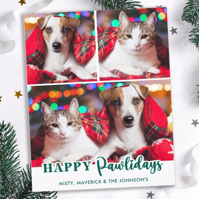 Budget Happy Pawlidays Custom Pet Dog Holiday Card (Creator Uploaded)