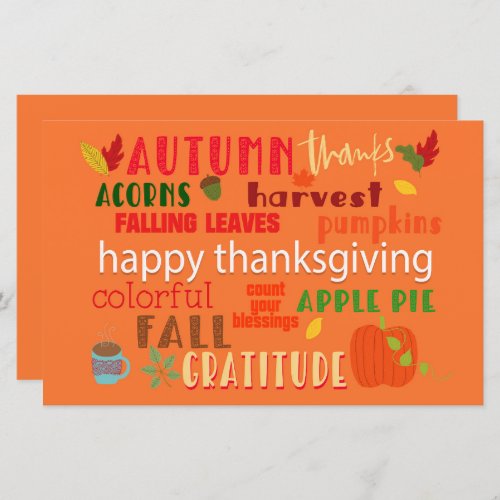 Budget Happy Thanksgiving Autumn Word Art Card