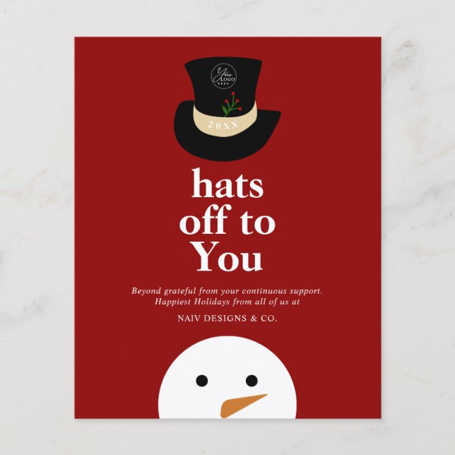 BUDGET Hats Off To You Snowman Red Company Logo (Front)