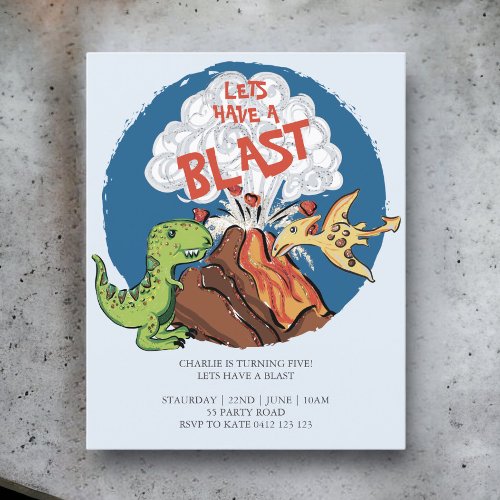BUDGET Have A Blast Dinosaur Birthday Invitation 