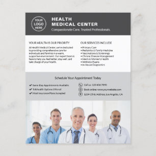 Budget Healthcare Clinic Doctor Logo QR Gray Flyer